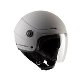 Casco EL'POP, un casco demi-jet in policarbonato grigio chiaro. Ideale per motociclisti urbani. Di TUCANO URBANO.